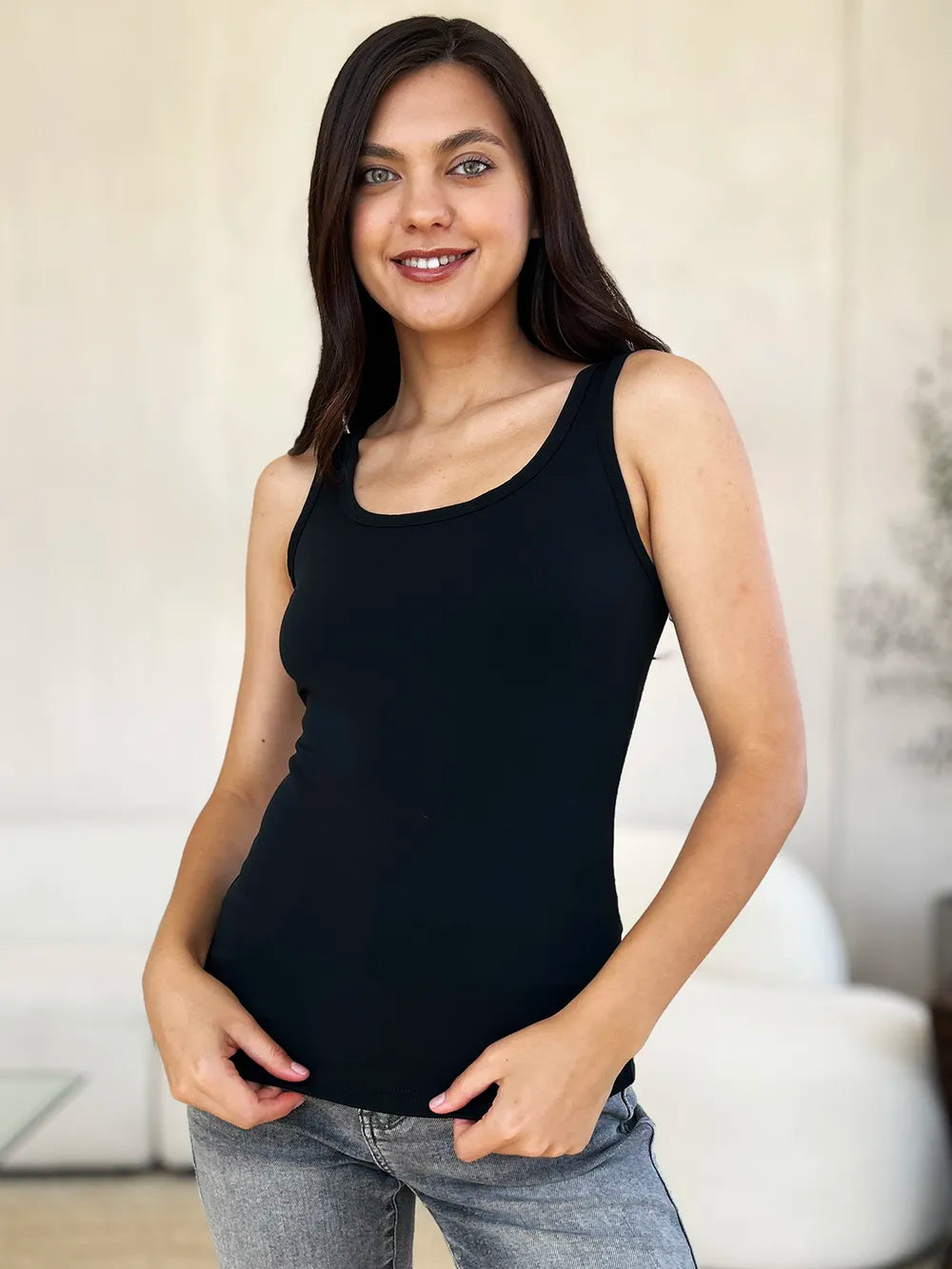 Basic Bae Full Size Square Neck Wide Strap Tank - Lilixa.store