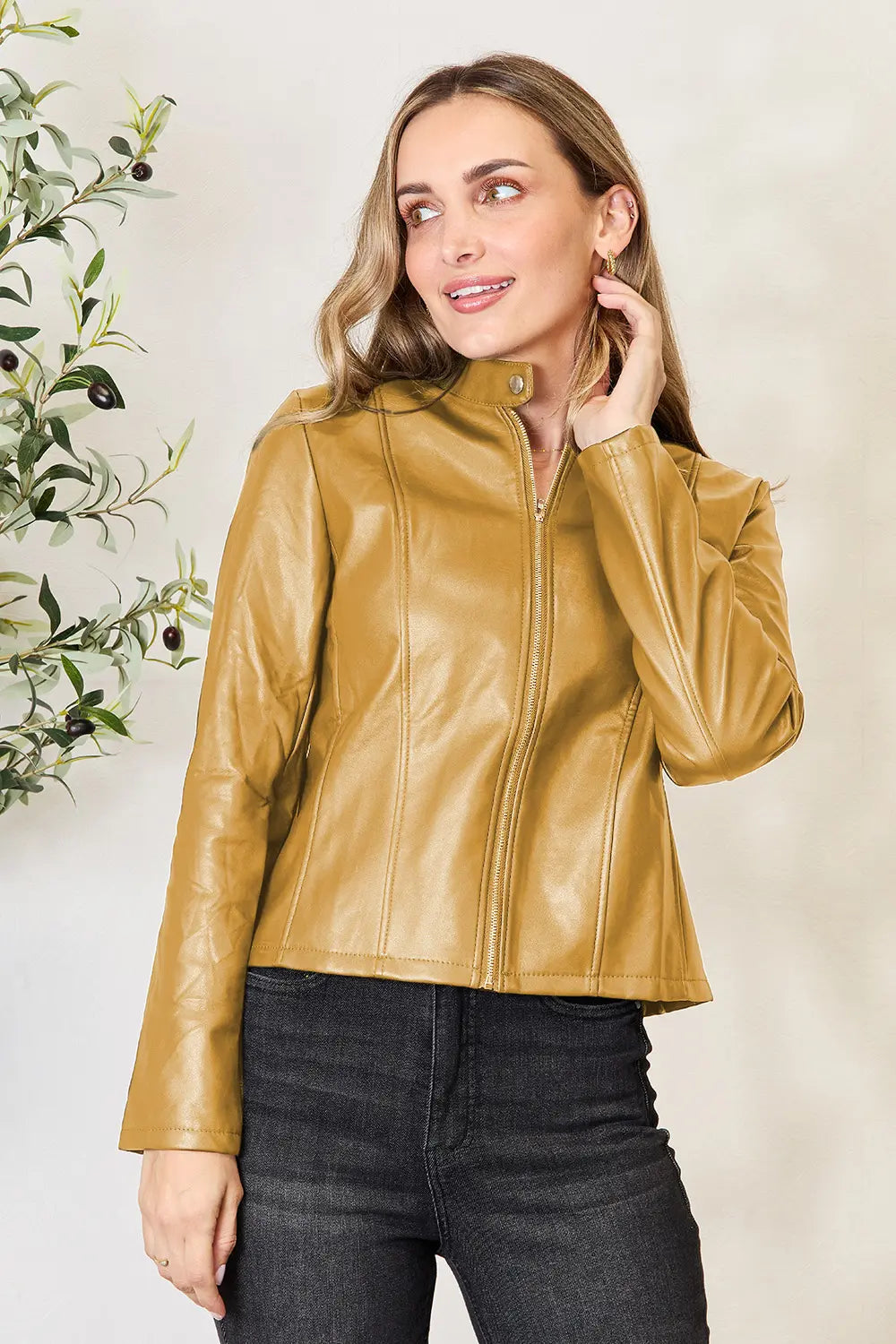 Mock Neck Zip Up Jacket, view 19