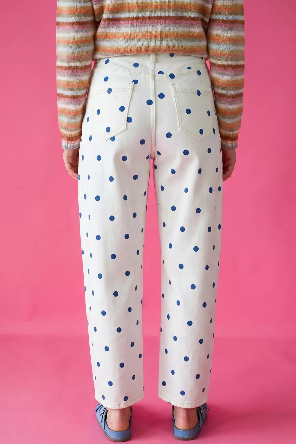 Polka Dot Wide-Leg Jeans
