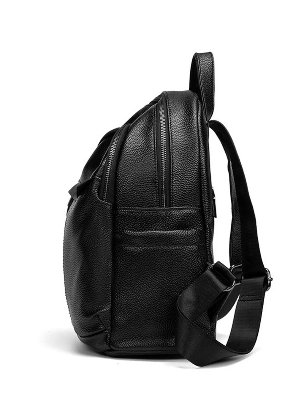 Minimalist Chic PU Leather Casual Backpack Bag in Black, view 6
