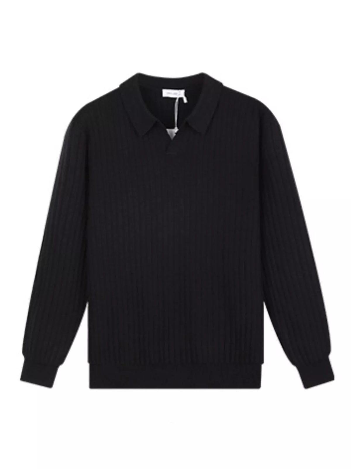 Men's Plus Size Ribbed Knit Polo Collar Sweater - Lilixa.store