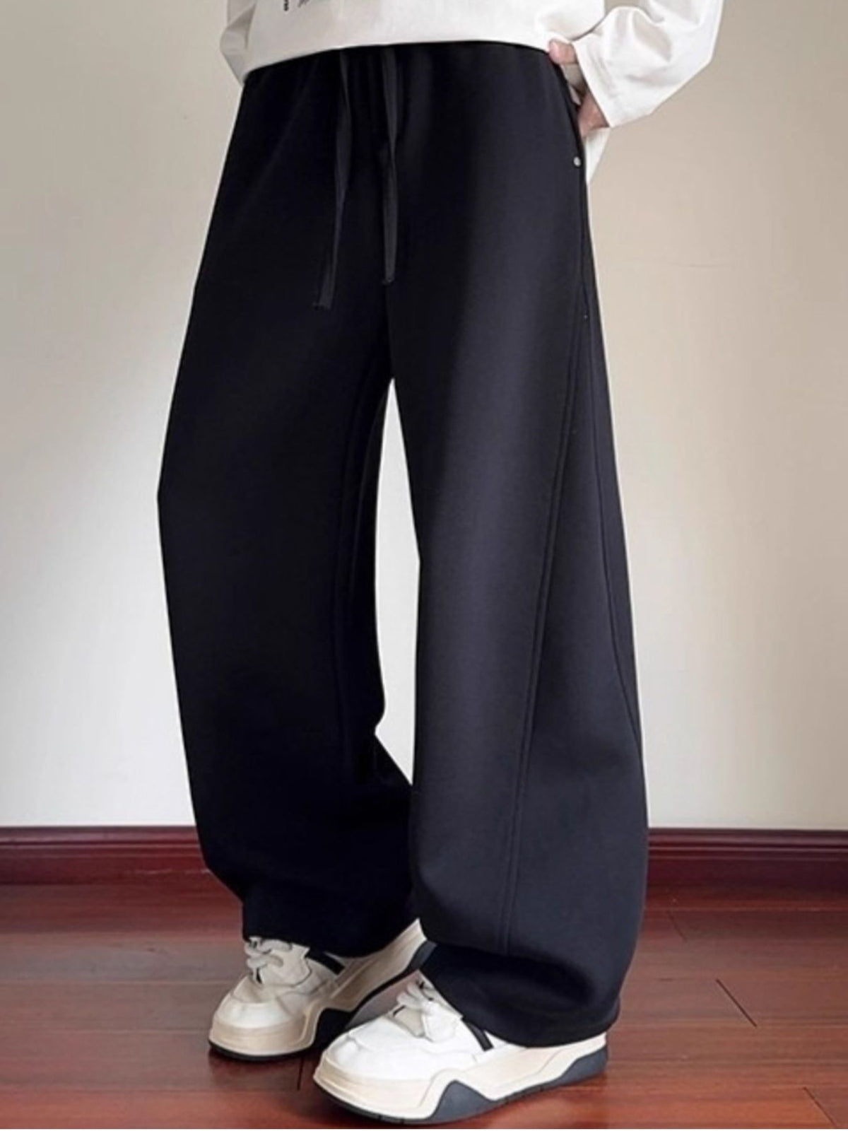 Men's Plus Size Drawstring Wide Leg Pants, view 2