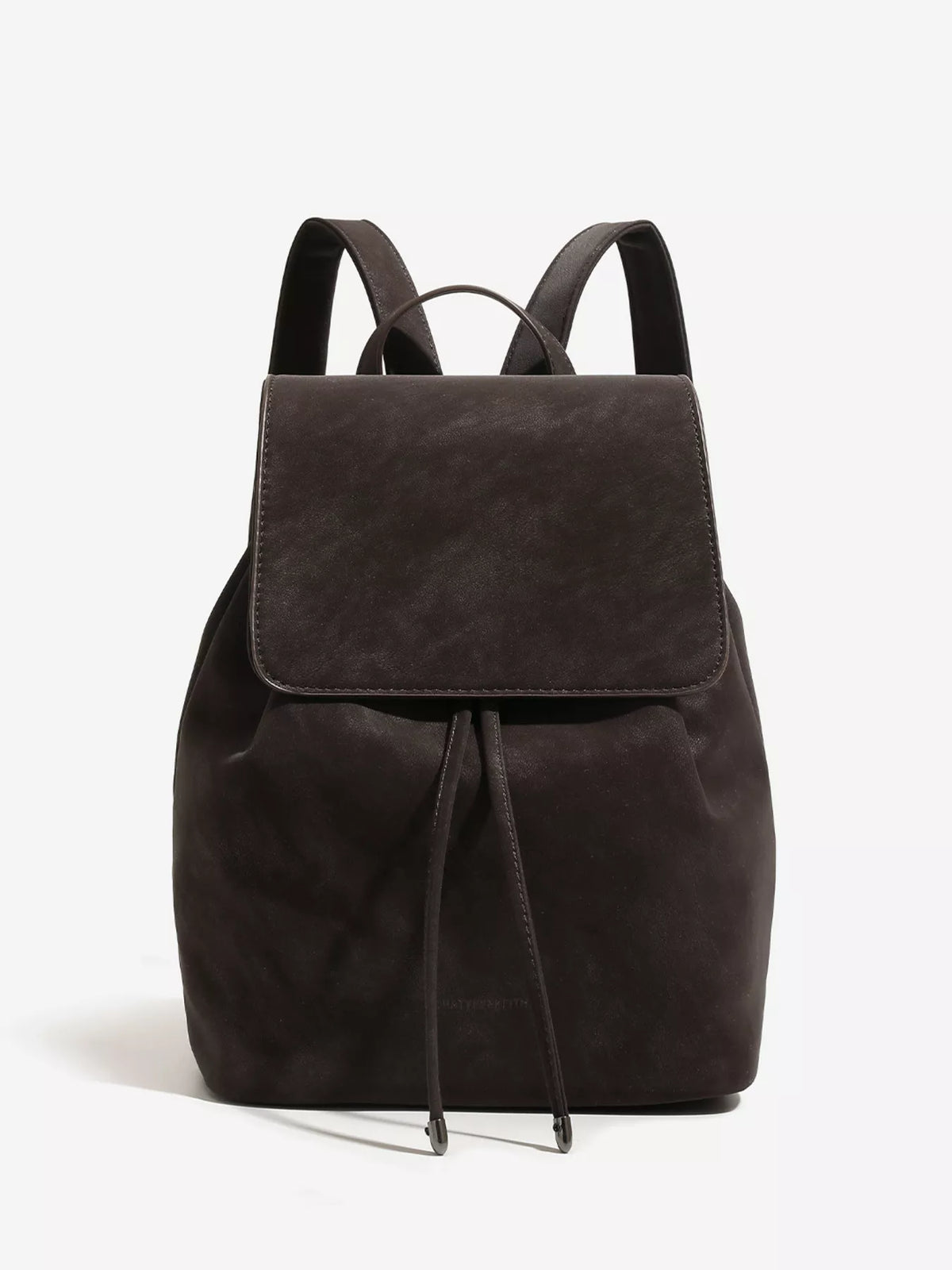 Minimalist Suede Drawstring Backpack Bag in Coffee Color