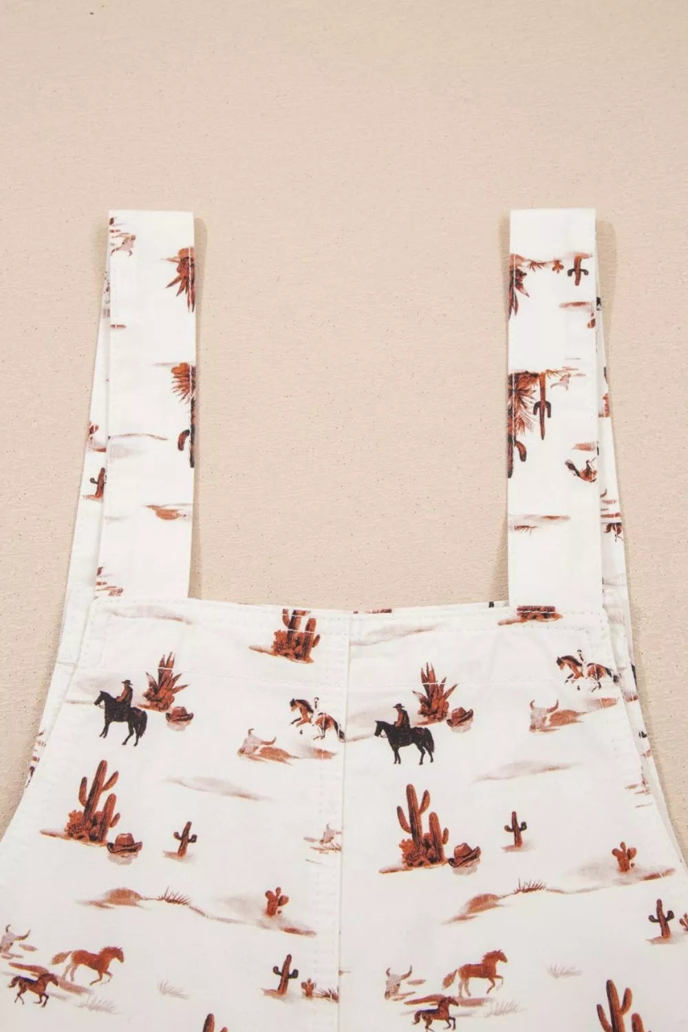 Western Printed Button Adjustable Straps Loose Jumpsuit - Lilixa.store