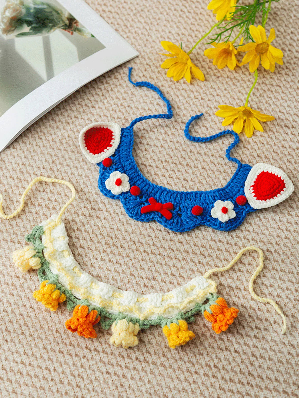 Knitted Floral Pet Collar - Lilixa.store
