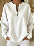 Quarter-Zip Dropped Shoulder Sweatshirt - Lilixa.store