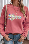 Valentine's Day LOVE Round Neck Long Sleeve Sweatshirt - Lilixa.store