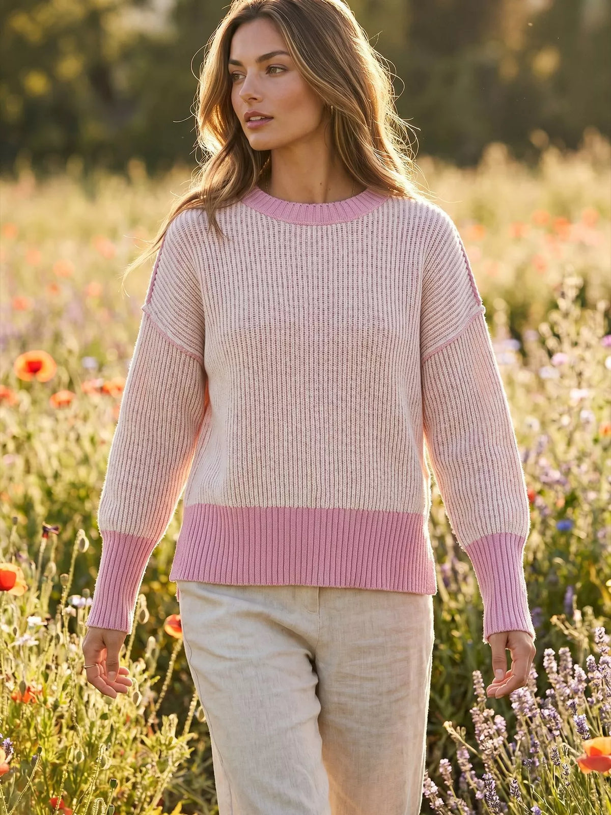 Ribbed Knit Side Slit Sweater, view 8