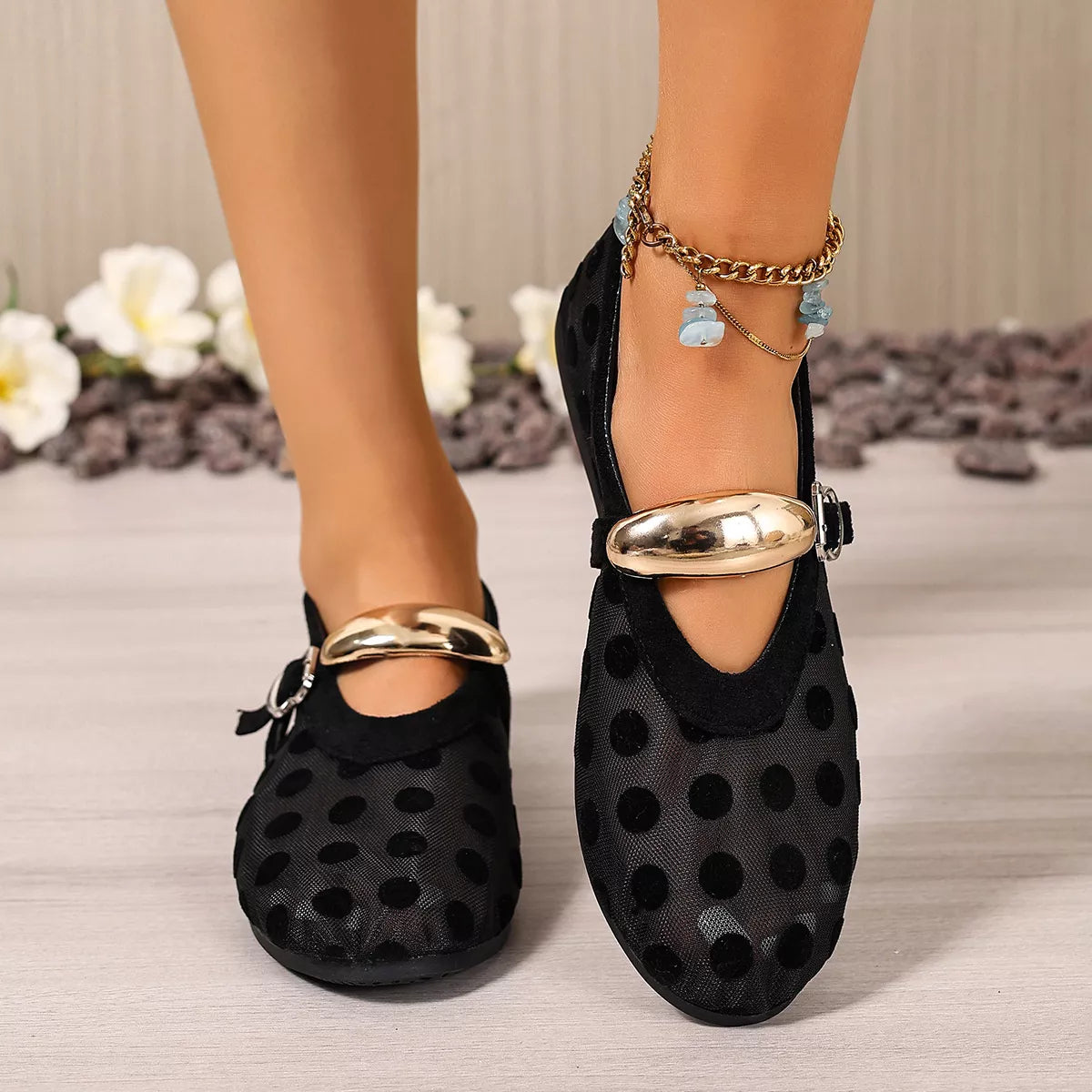 Polka Dot Mesh Slip-Ons - Lilixa.store
