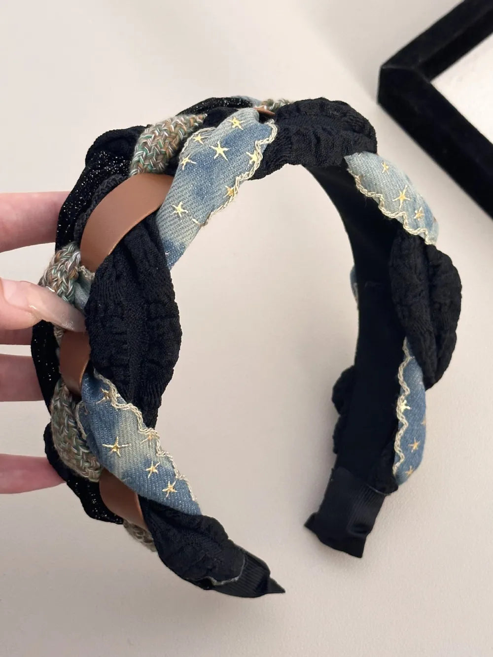 Denim Braided Wide Headband - Lilixa.store