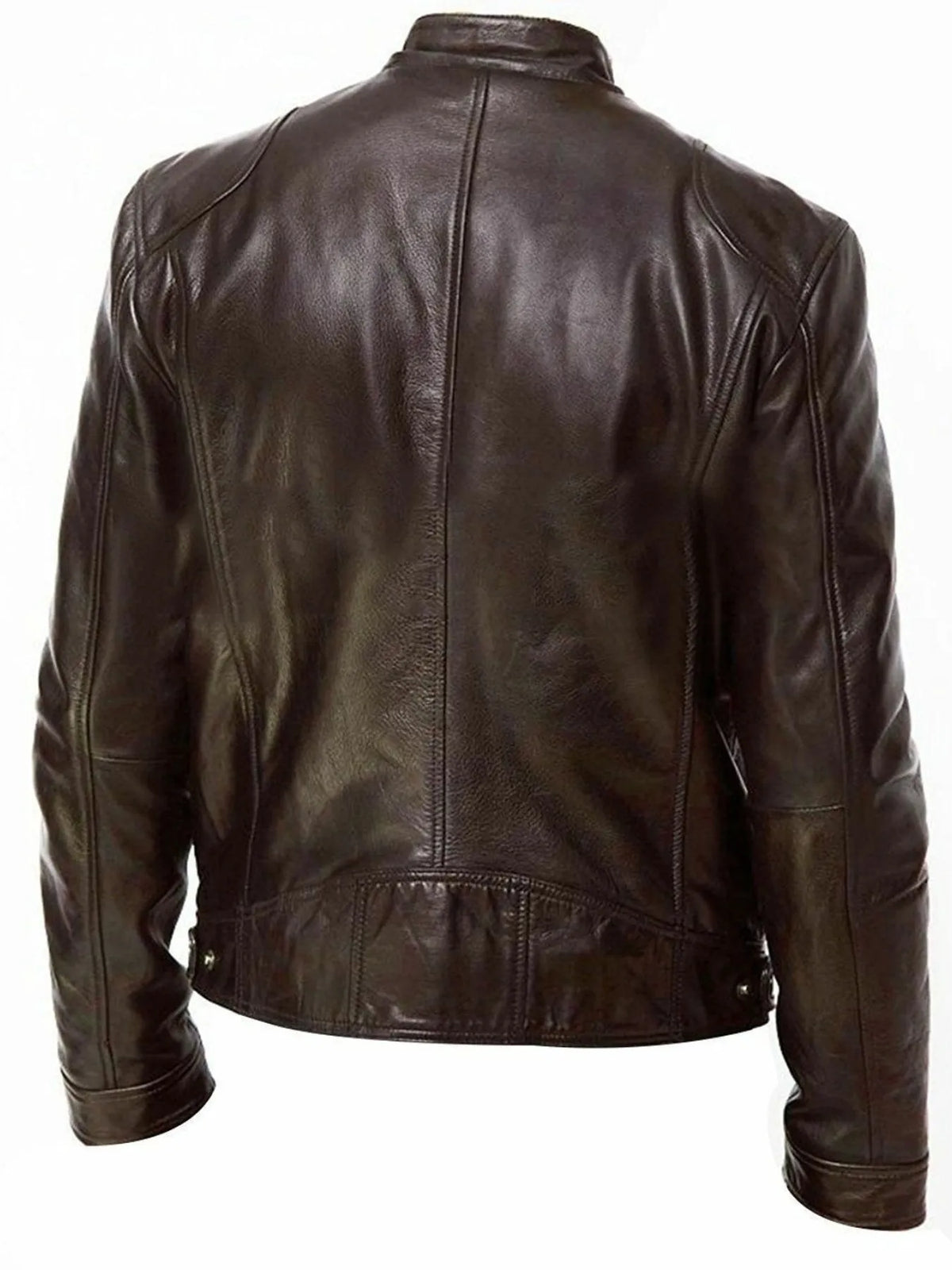 Men's Full Size Leather Biker Jacket with Zipper Pockets Plus Size - Lilixa.store