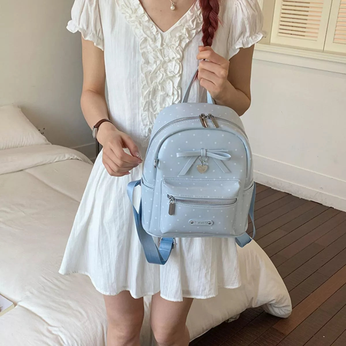 Polka Dot Bow Backpack Bag - Lilixa.store