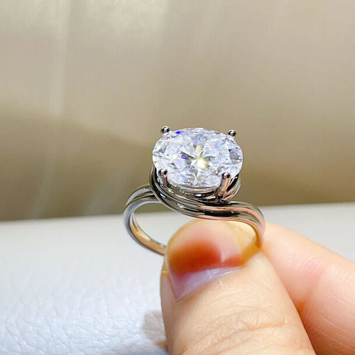 5 Carat 925 Sterling Silver Moissanite Ring, view 2