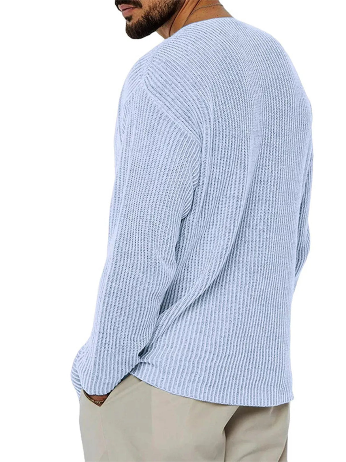 Men's Casual V-Neck Ribbed Knit Sweater - Lilixa.store