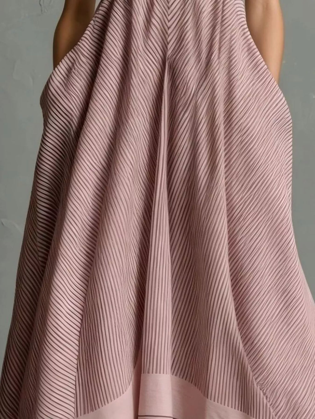 Full Size Striped Halter Neck Maxi Dress with Pockets Plus Size - Lilixa.store