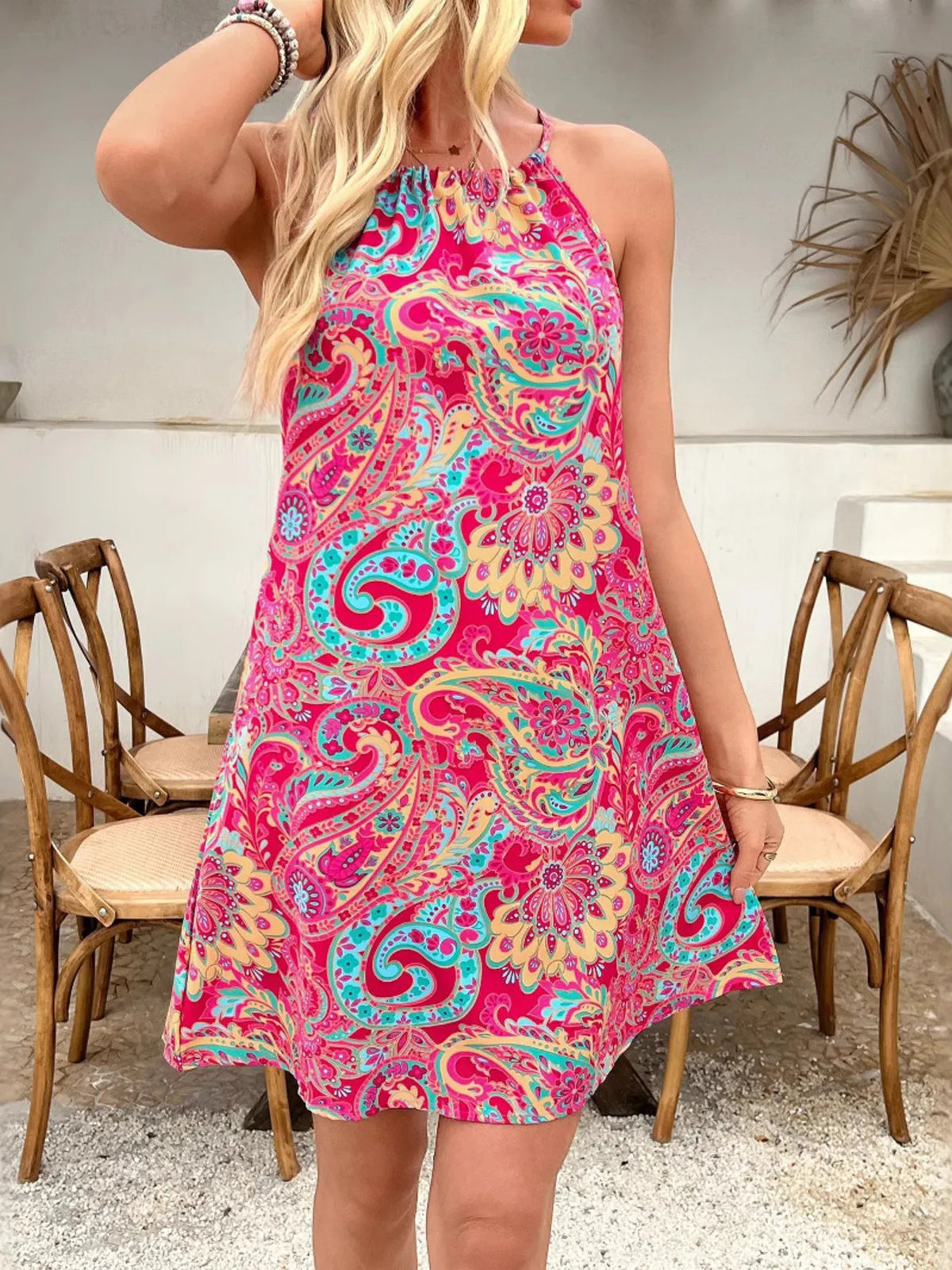 Paisley Print Halter Summer Dress - Lilixa.store
