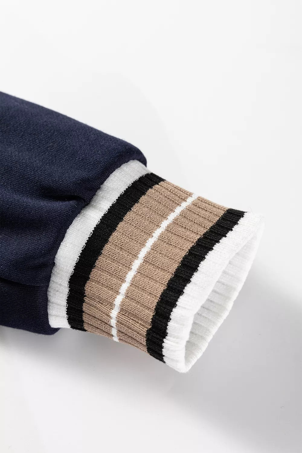 Contrast Striped Trim V Neck Sweatshirt - Lilixa.store