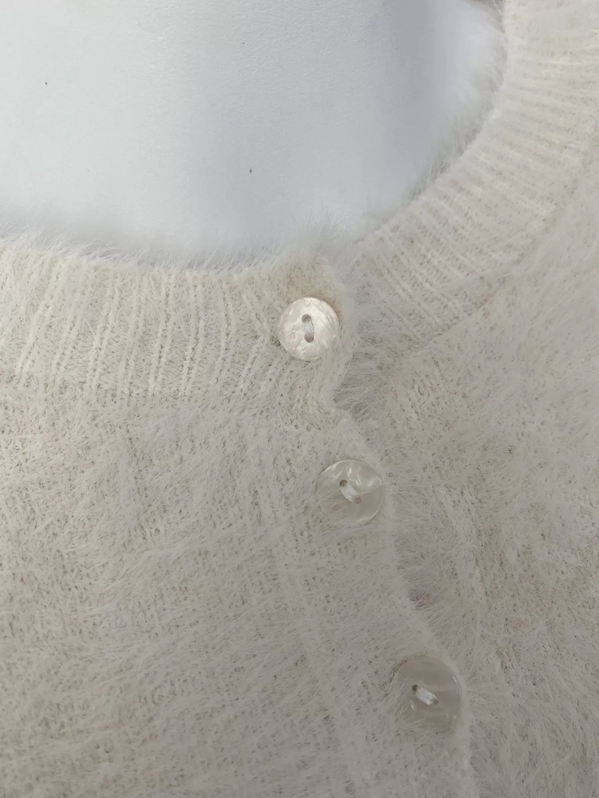 Soft Fuzzy Button-Down Cropped Cardigan, view 7