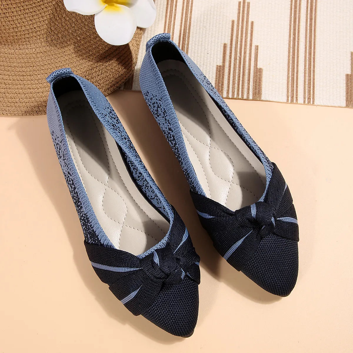 Contrast Point Toe Flats Slip-Ons, view 2