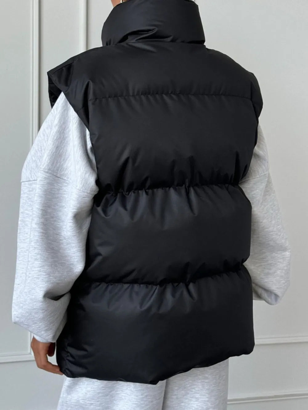 Zip Up Turtleneck Vest Coat, view 5