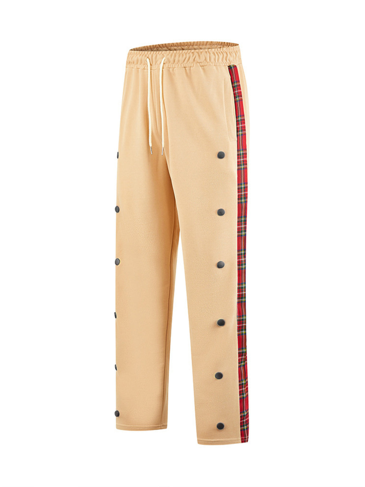 Men's Full Size Drawstring Plaid Side Stripe Pants Plus Size