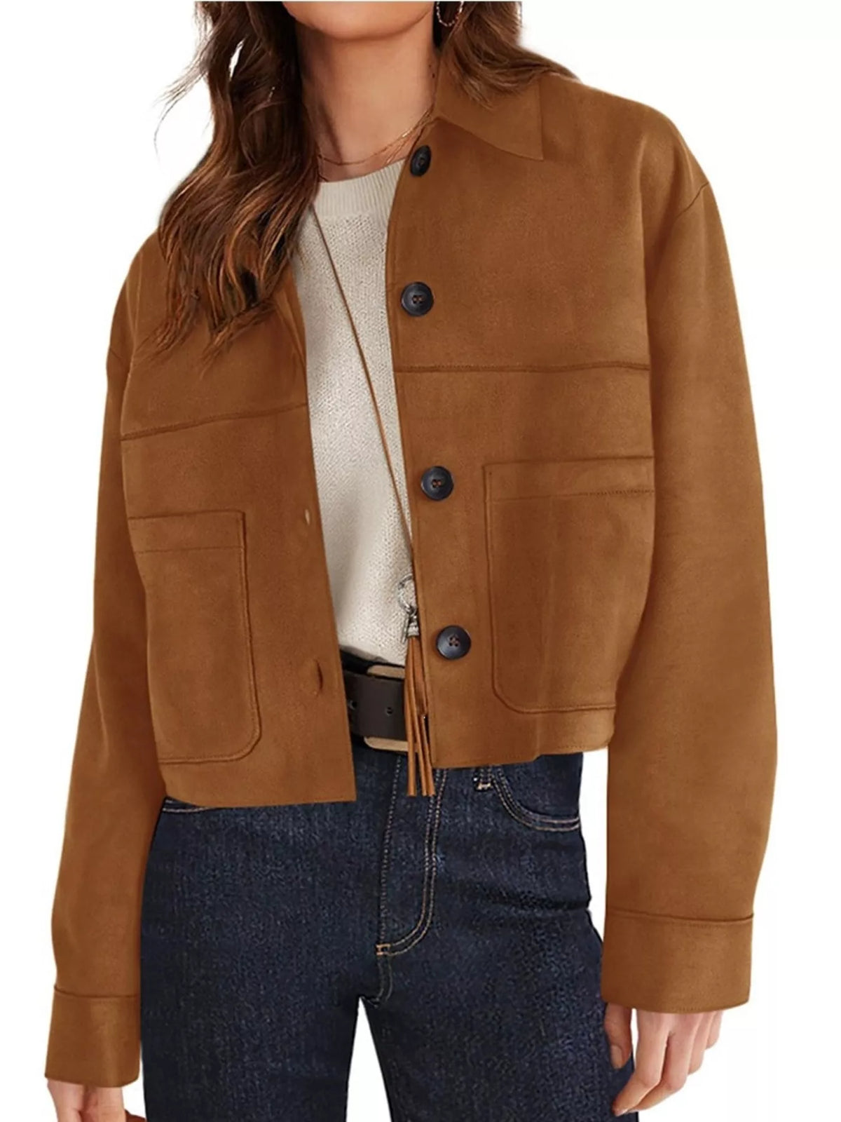 Button-Down Cropped Jacket