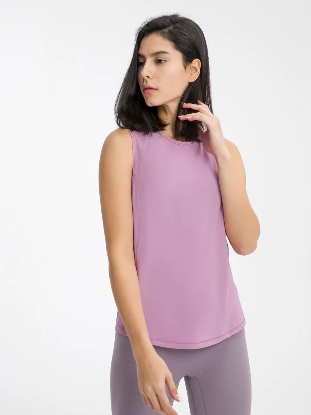 Millennia Cutout Back Round Neck Active Tank - Lilixa.store