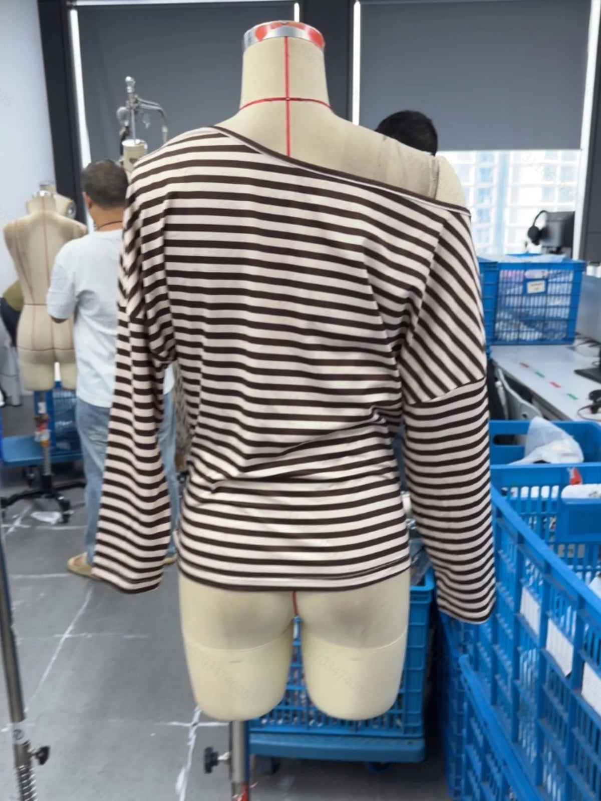 Striped One Shoulder Long Sleeve T-Shirt