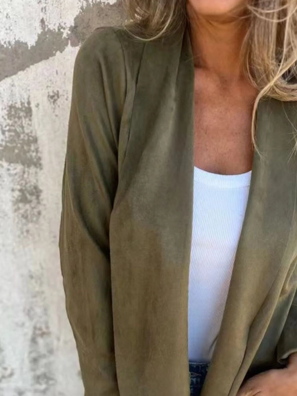Full Size Open Front Casual Cardigan Plus Size, view 2