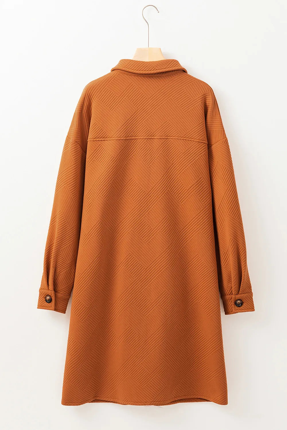 Textured Button Down Collared Neck Coat - Lilixa.store