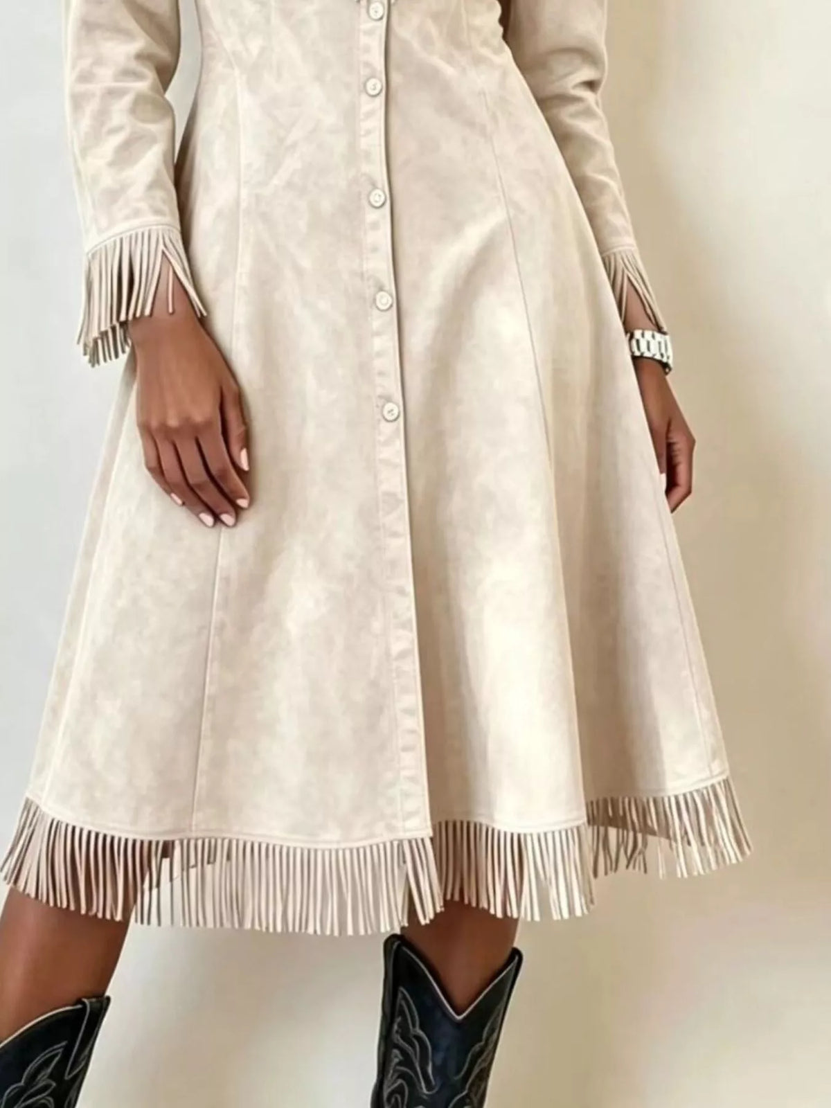 Full Size Fringed Button-Down Outerwear Plus Size - Lilixa.store