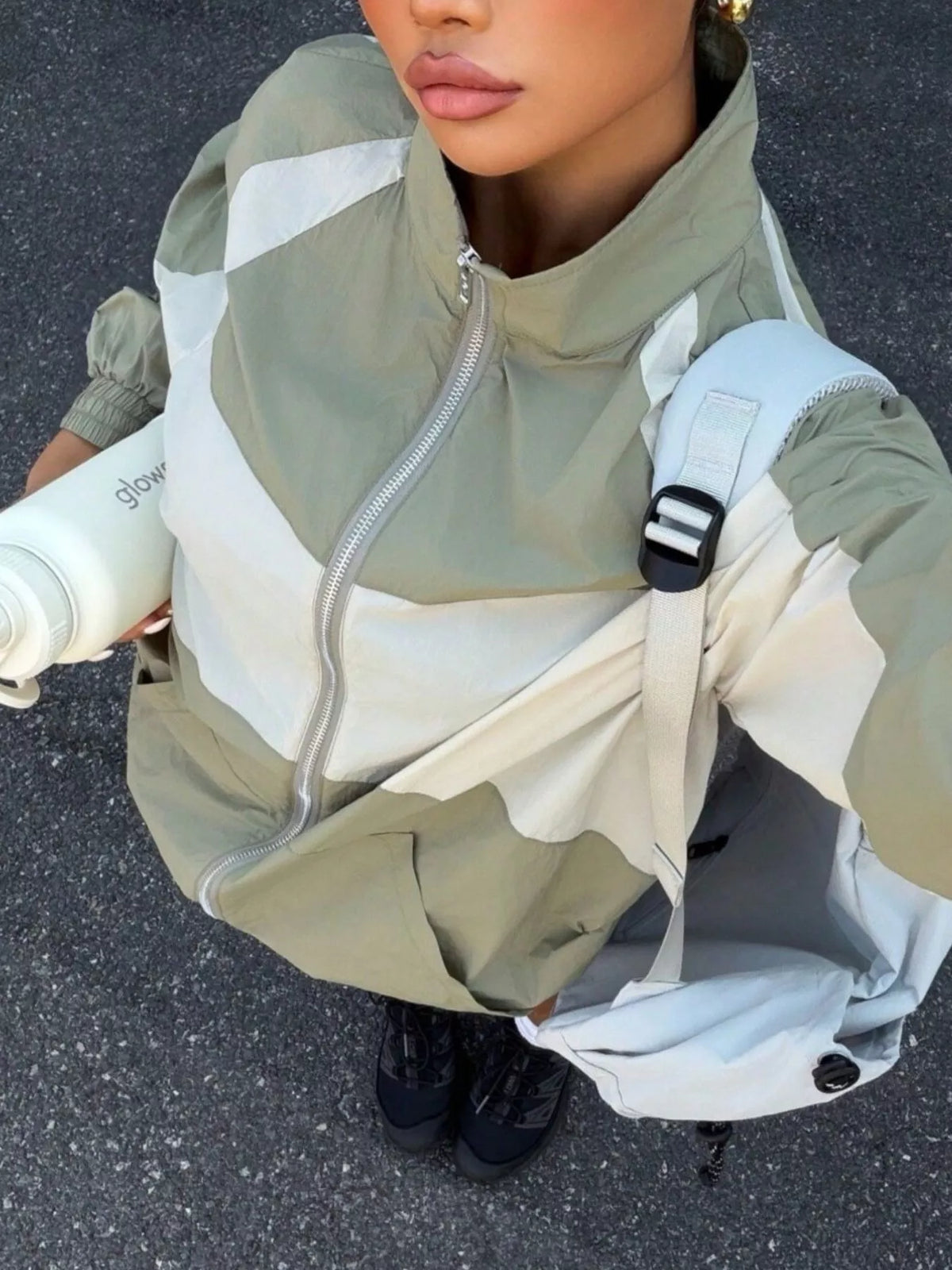 Color Block Zip-Up Jacket