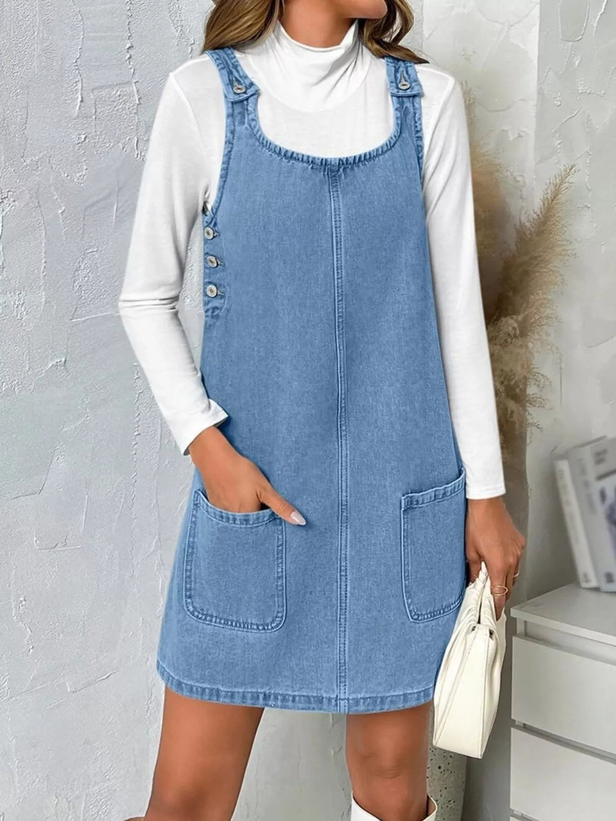Casual Scoop Neck Sleeveless Denim Dress - Lilixa.store