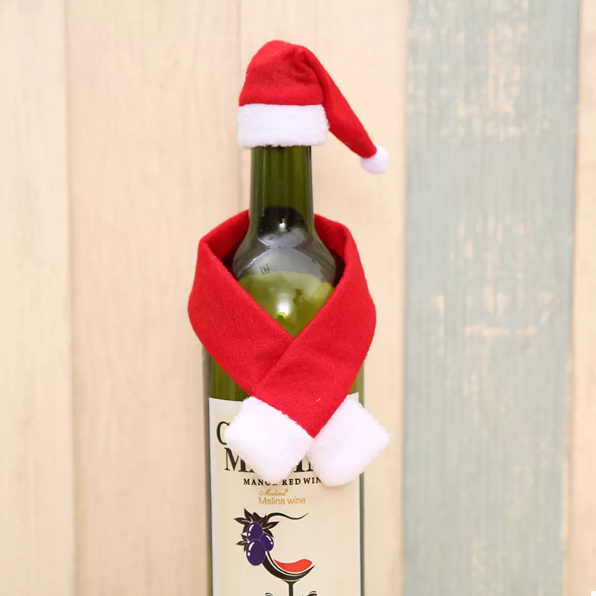 2 Piece Christmas Wine Bottle Santa Hat & Scarf Decorative Covers - Lilixa.store