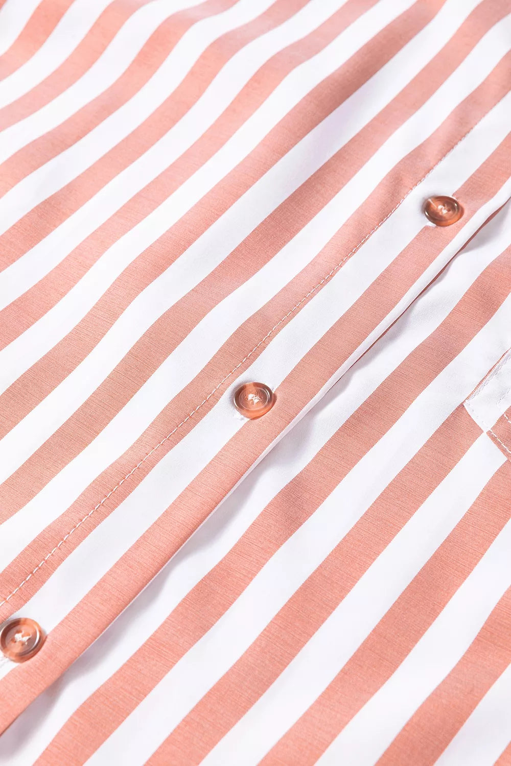 Stripe Collar Button Front Bracelet Sleeve Ruffle Hem Shirt - Lilixa.store