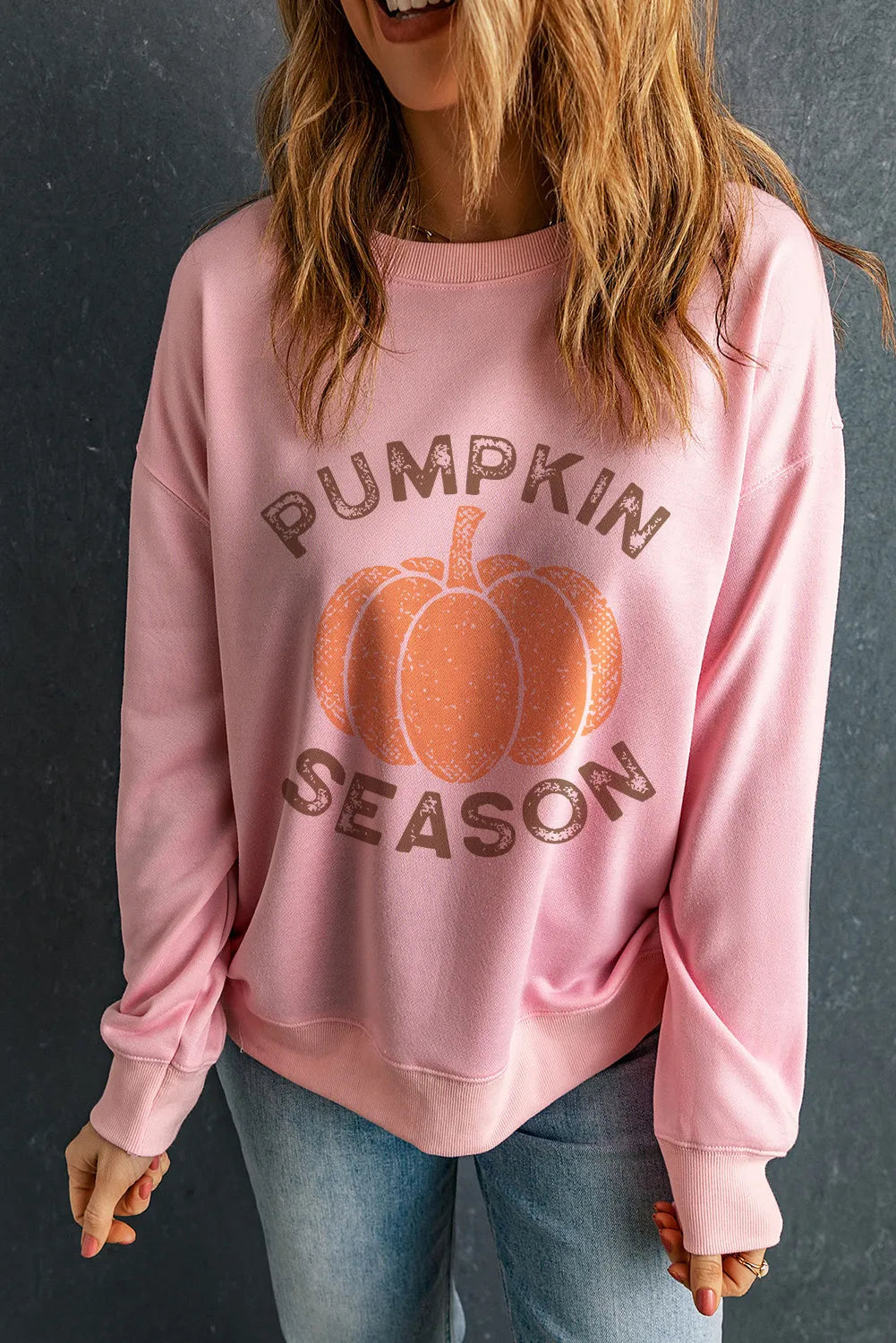 Graphic Round Neck Long Sleeve Sweatshirt - Lilixa.store