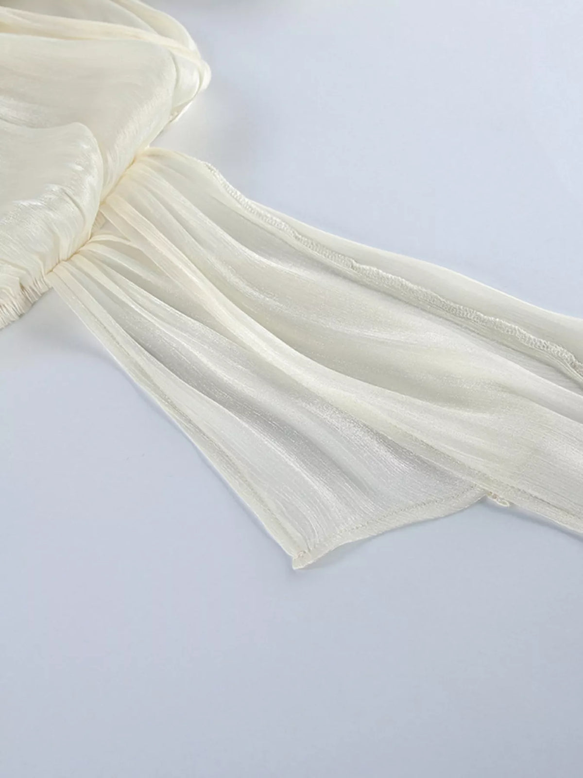 Metallic Sheen Blouse with Tie Detail in Beige, view 14
