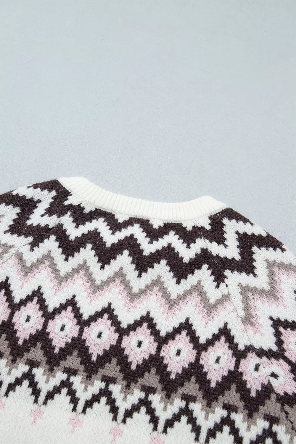 Geometric Pattern Brushed Knit Button Cardigan - Lilixa.store