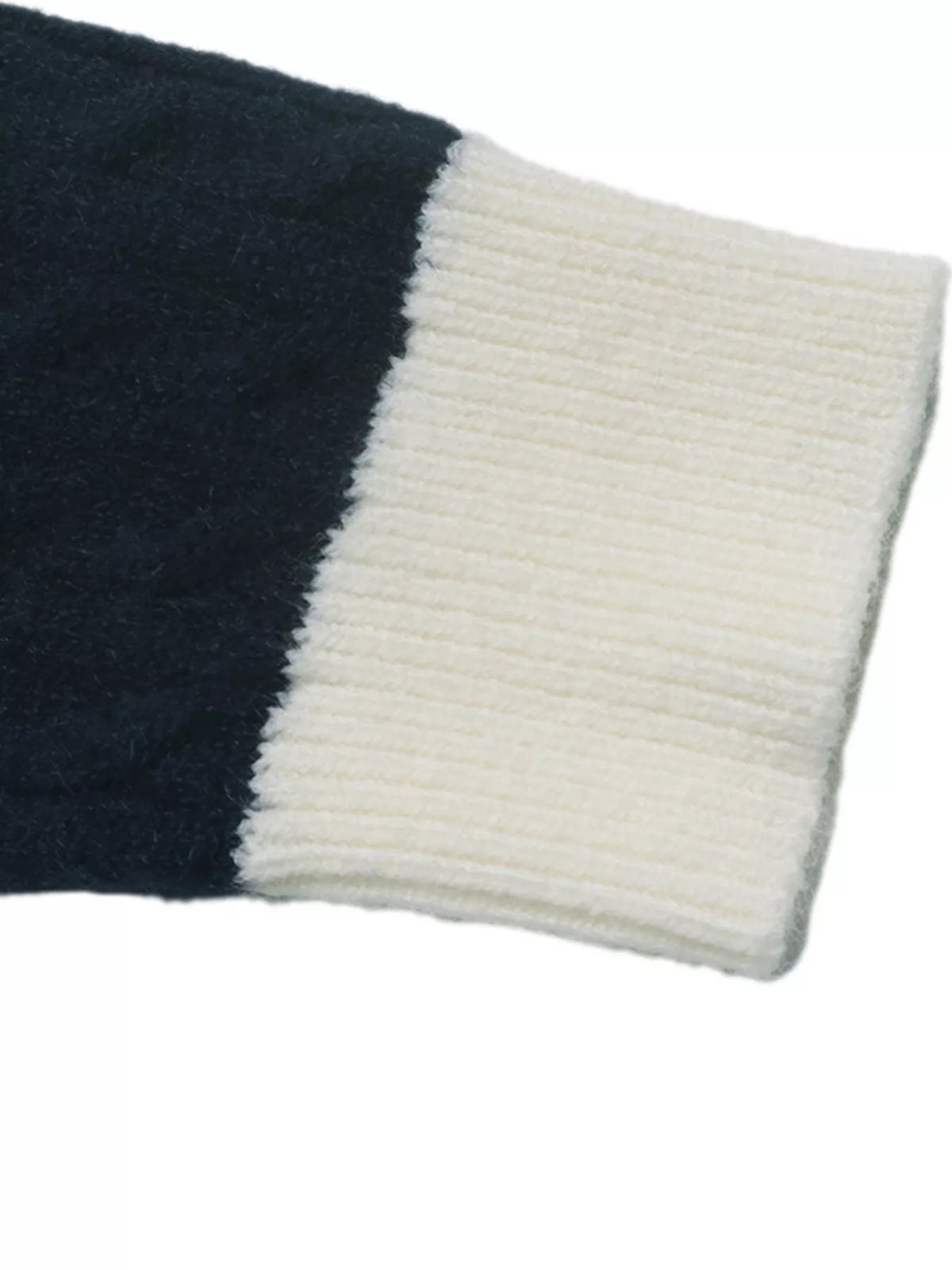 Cable Knit Contrast Collar Sweater in Navy, view 8