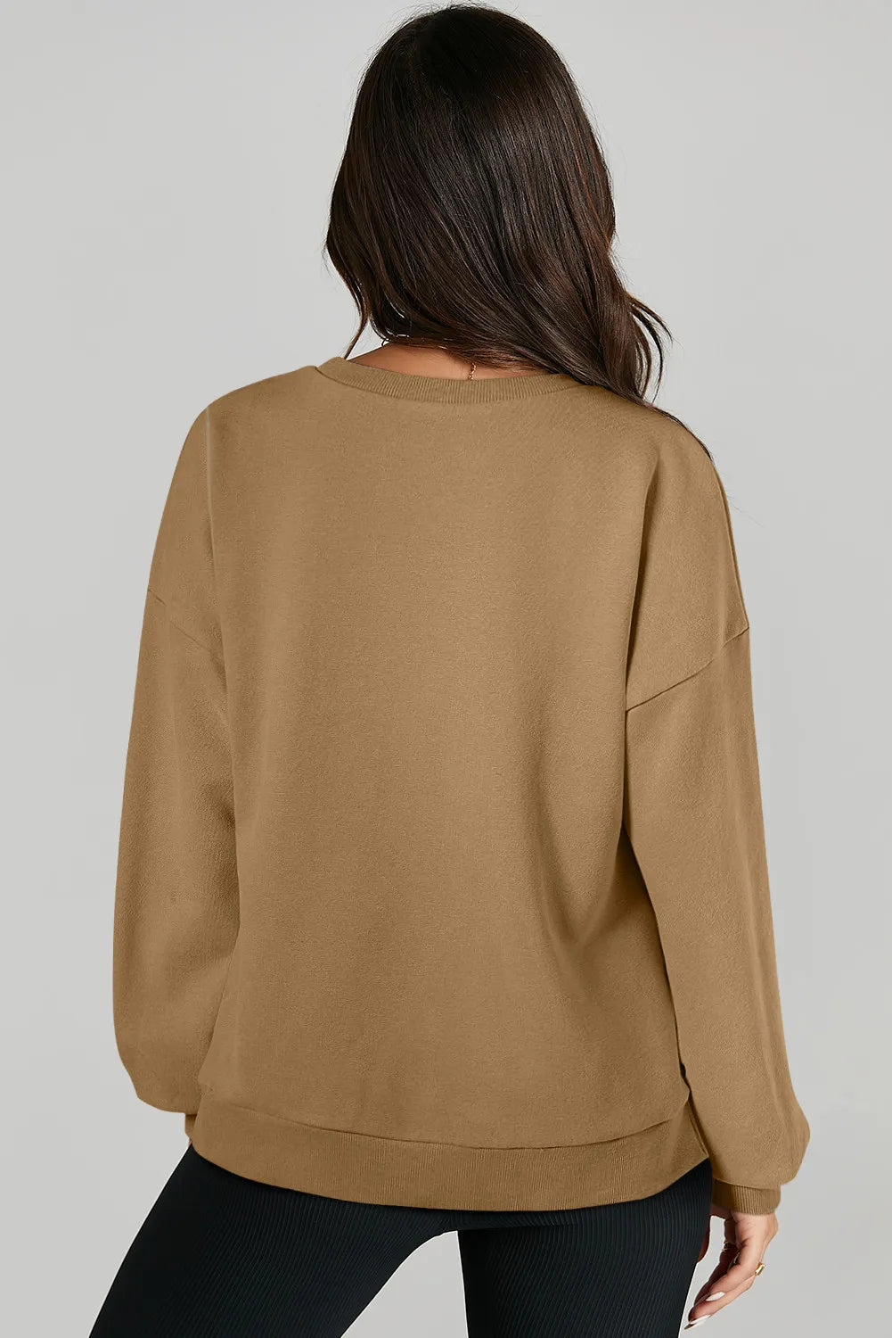 High-Low Round Neck Long Sleeve Sweatshirt - Lilixa.store