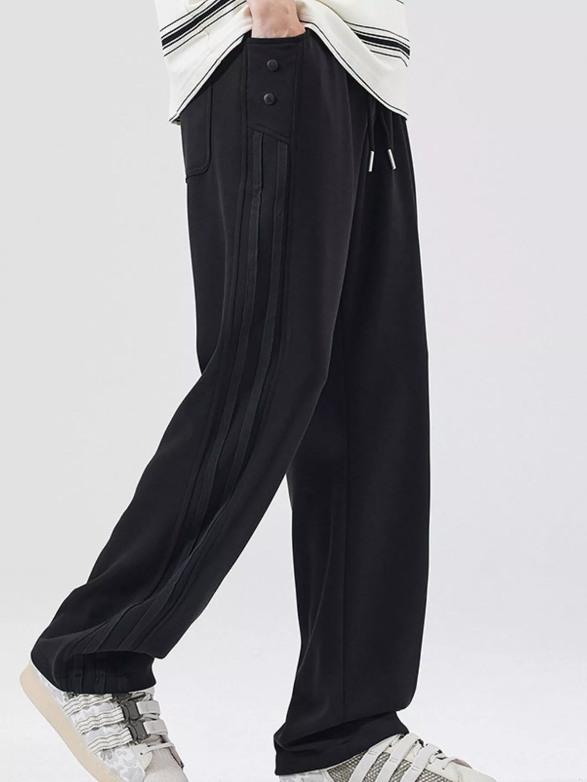 Men's Full Size Drawstring Wide Leg Casual Pants Plus Size, view 3