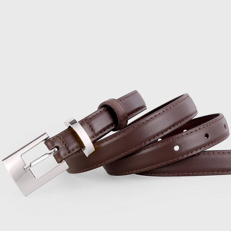 Leather Belt with Silver Buckle - Lilixa.store