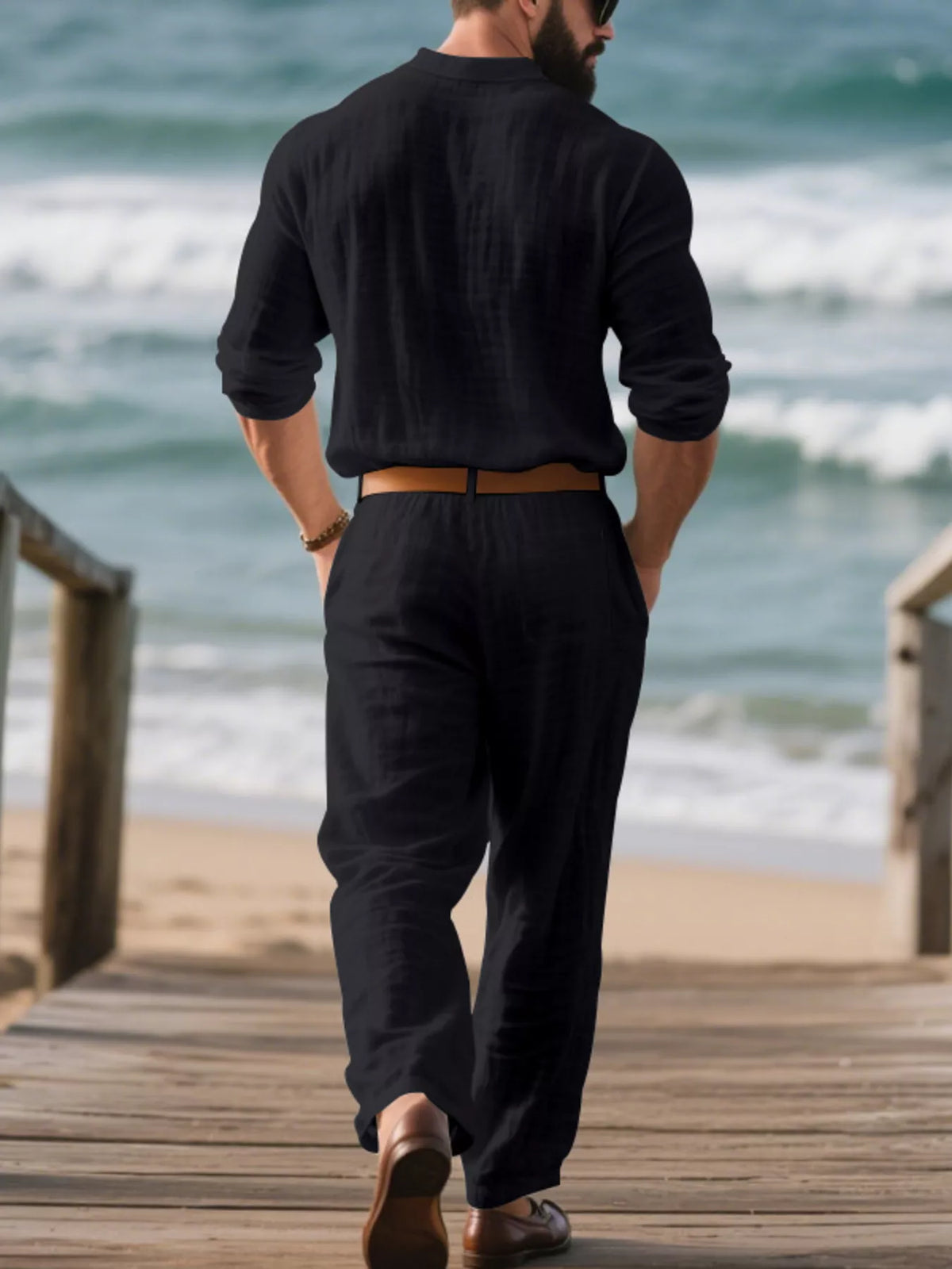 Men's Full Size Long Sleeve Top and Pants Set Plus Size - Lilixa.store