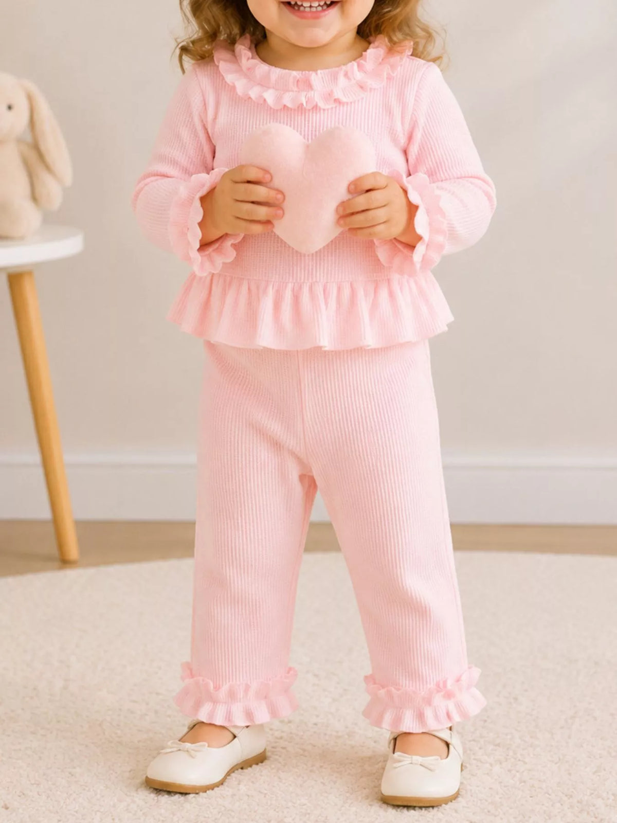 Children's Ruffle Trim Long Sleeve Top and Pants Set - Lilixa.store