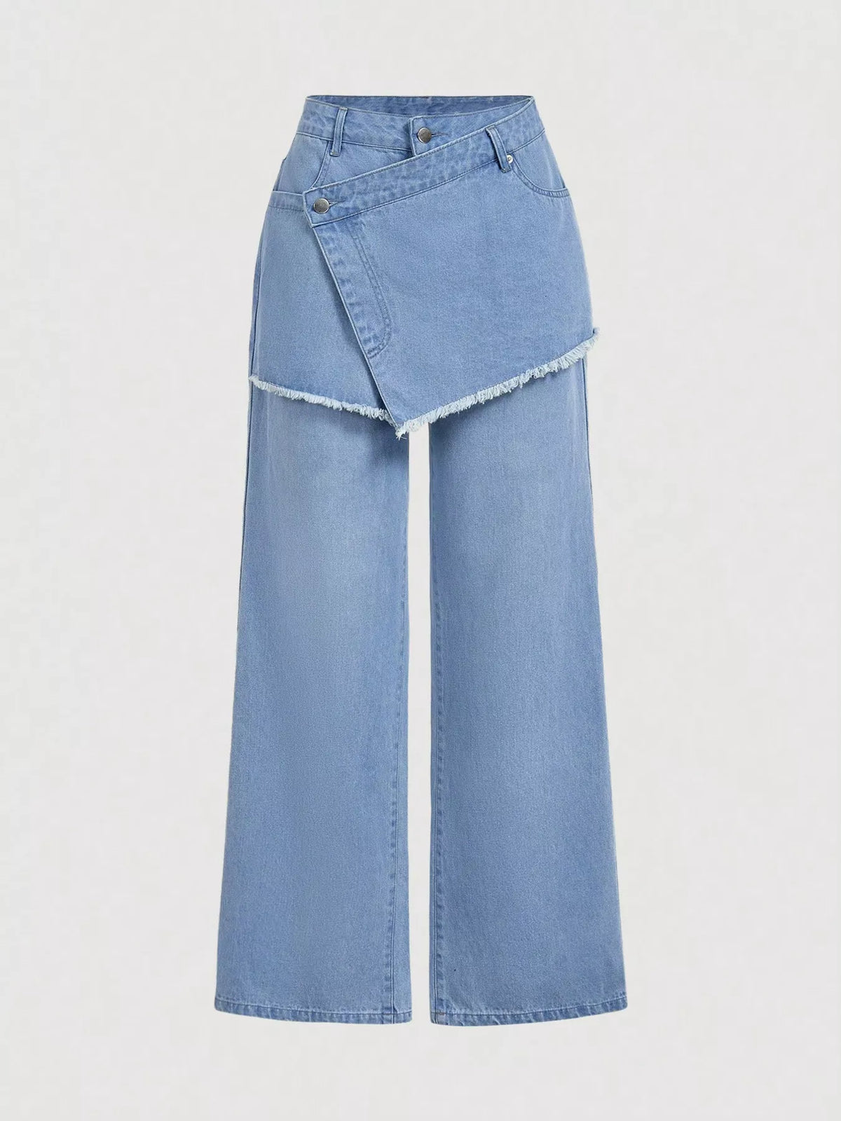 Asymmetric Raw Hem Wide-Leg Jeans - Lilixa.store