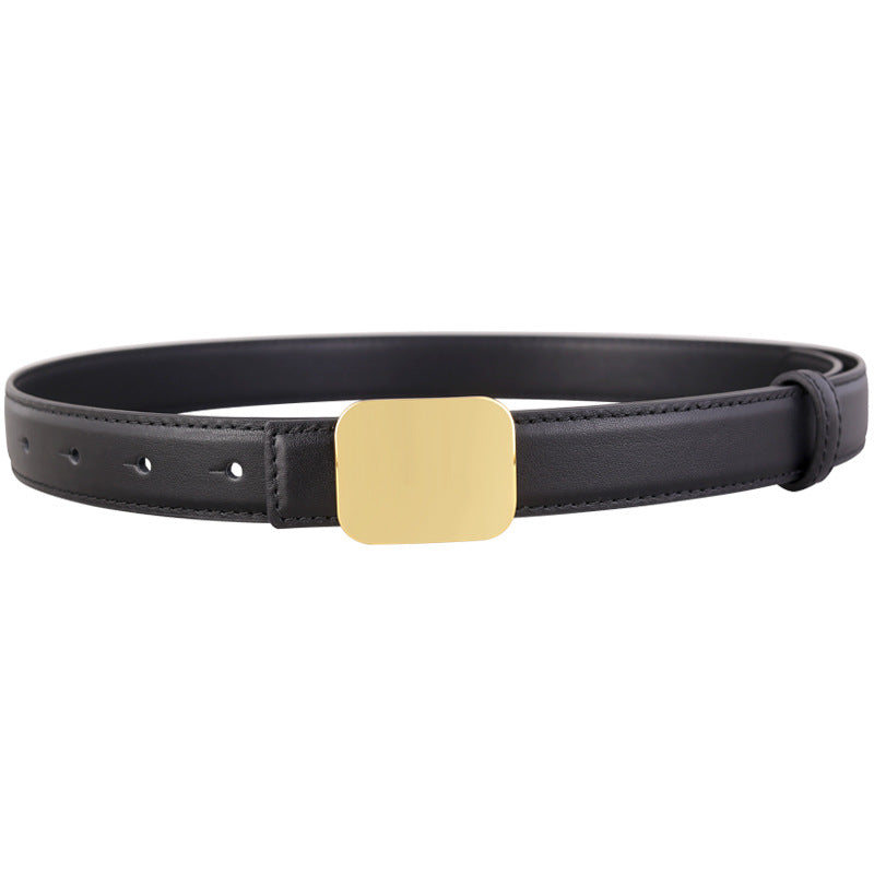 Leather Belt with Gold Buckle - Lilixa.store