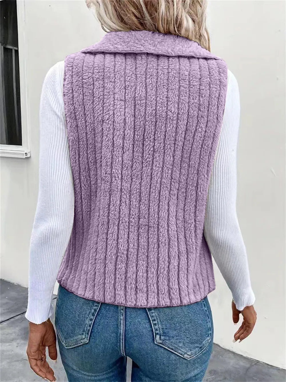 Open Front Fuzzy Vest Coat, view 11
