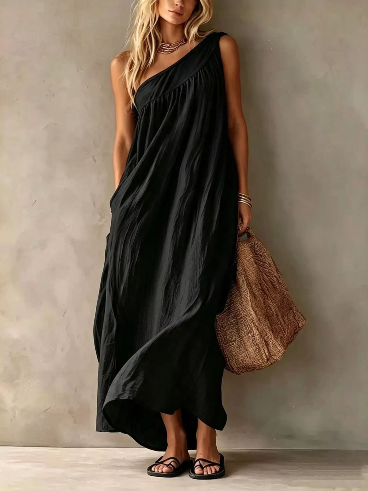 Full Size One-Shoulder Maxi Dress Plus Size - Lilixa.store