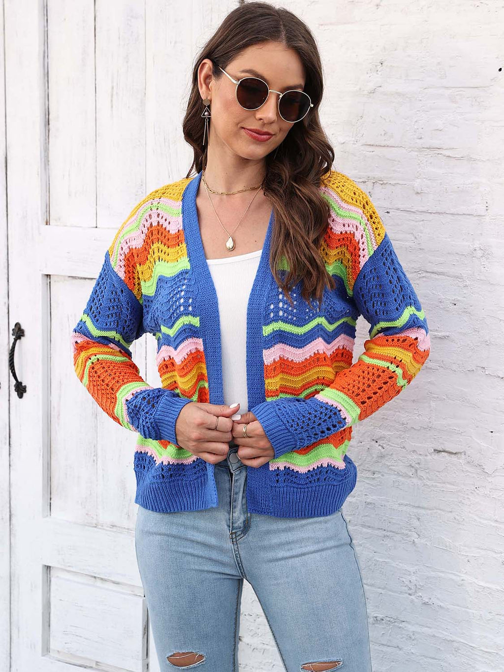 Open Front Openwork Cardigan - Lilixa.store