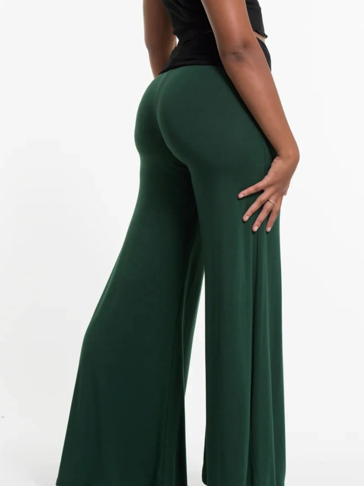High Waisted Wide Leg Yoga Pants with Contrast Waistband - Lilixa.store